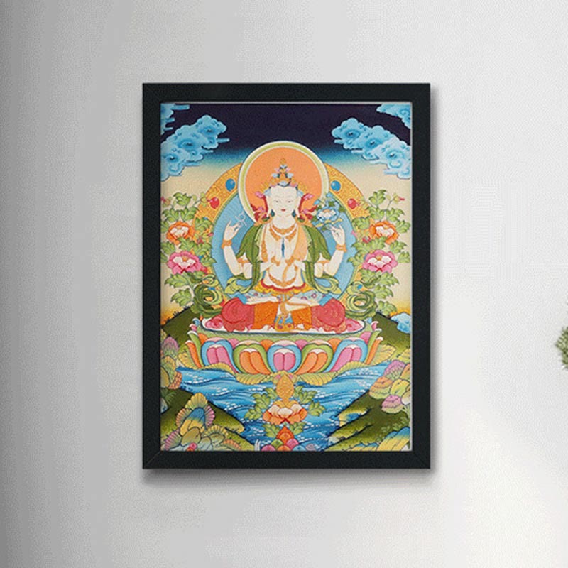 Buddha Stonesチベットタンカ画 黄色の富の神 緑の多羅観音 手作り装飾 ブラインドボックス（ランダムスタイル）