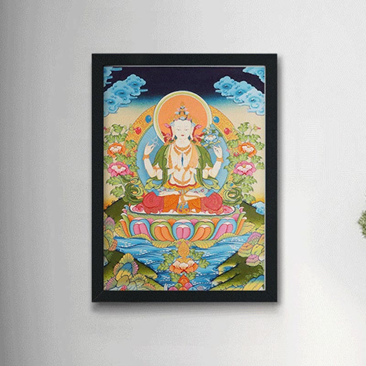 Buddha Stonesチベットタンカ画 黄色の富の神 緑の多羅観音 手作り装飾 ブラインドボックス（ランダムスタイル）