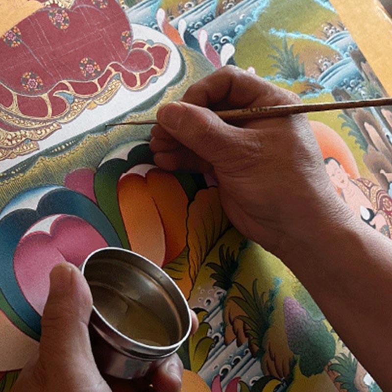Buddha Stonesチベットタンカ画 黄色の富の神 緑の多羅観音 手作り装飾 ブラインドボックス（ランダムスタイル）