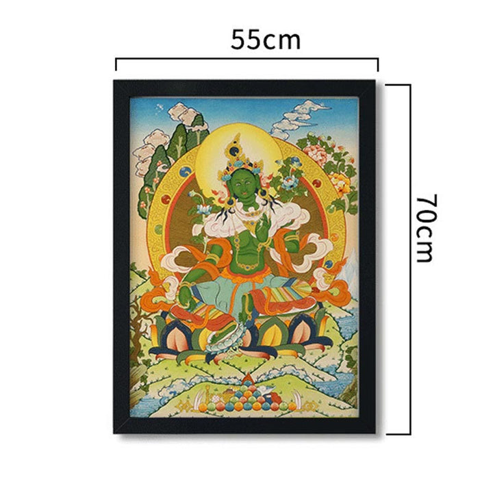 Buddha Stonesチベットタンカ画 黄色の富の神 緑の多羅観音 手作り装飾 ブラインドボックス（ランダムスタイル）