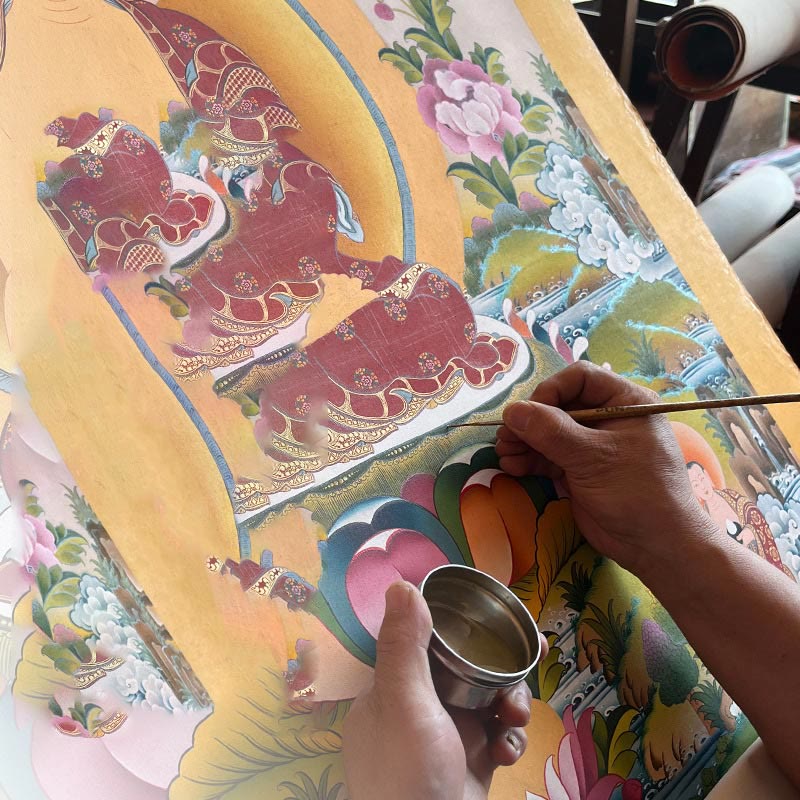 Buddha Stonesチベットタンカ画 黄色の富の神 緑の多羅観音 手作り装飾 ブラインドボックス（ランダムスタイル）