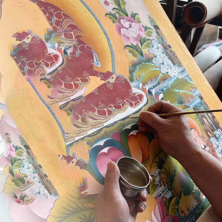 Buddha Stonesチベットタンカ画 黄色の富の神 緑の多羅観音 手作り装飾 ブラインドボックス（ランダムスタイル）