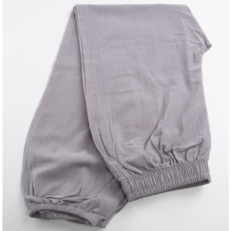 Buddha Stones夏用 無地 ユニセックス 伸縮性ウエスト 太極拳 気功 練習用パンツ ポケット付き - image 2