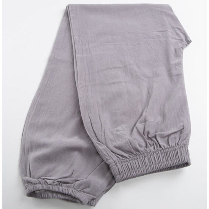 Buddha Stones夏用 無地 ユニセックス 伸縮性ウエスト 太極拳 気功 練習用パンツ ポケット付き - image 2