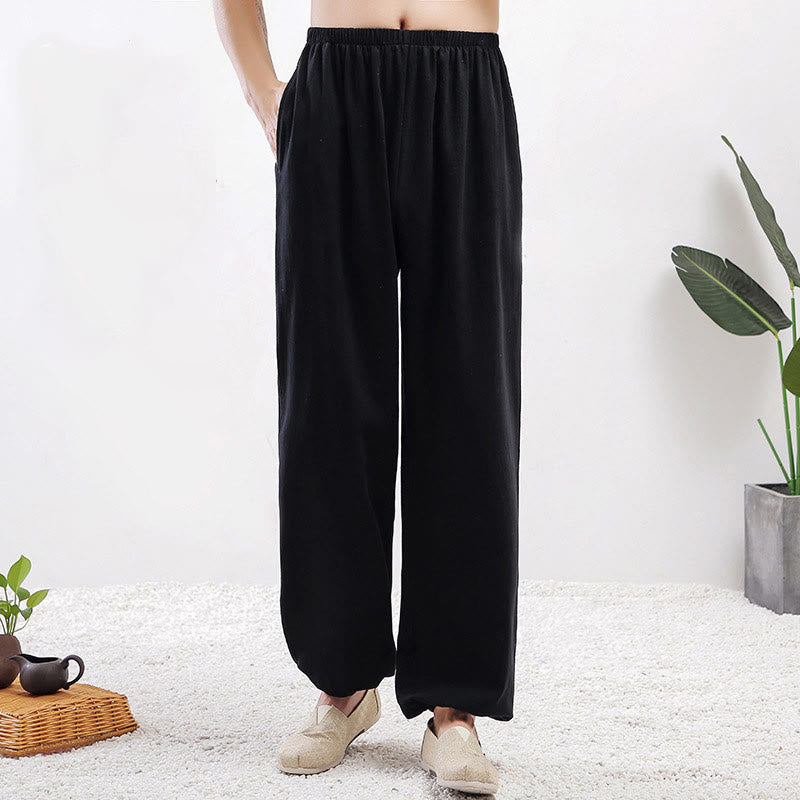 Buddha Stones夏用 無地 ユニセックス 伸縮性ウエスト 太極拳 気功 練習用パンツ ポケット付き - 黒人男性 - 3XL- 米国/UK/AU/ EUの2XLに適合 - image 11