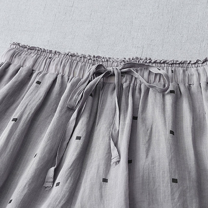 Buddha Stones夏 カジュアル 水玉模様 コットンリネン レディース ワイドレッグパンツ ポケット付き - image 3