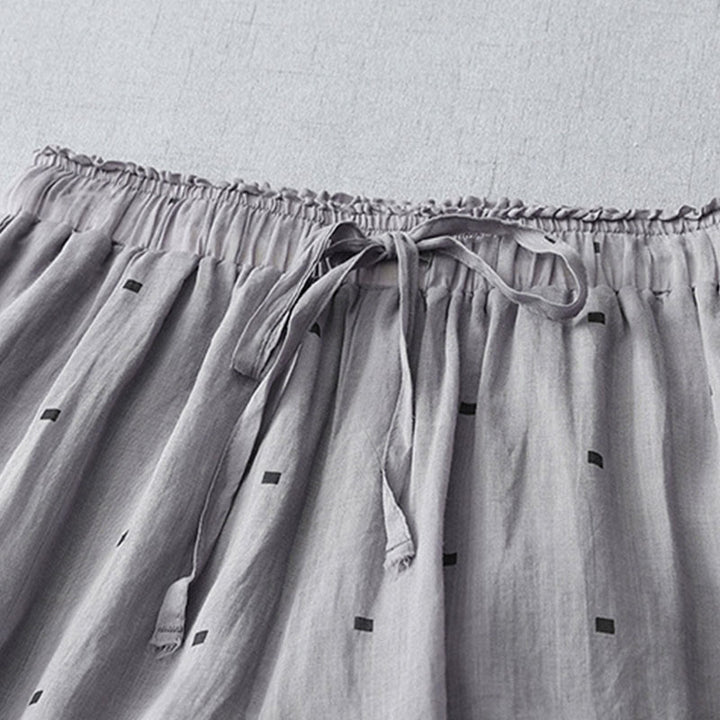 Buddha Stones夏 カジュアル 水玉模様 コットンリネン レディース ワイドレッグパンツ ポケット付き - image 3