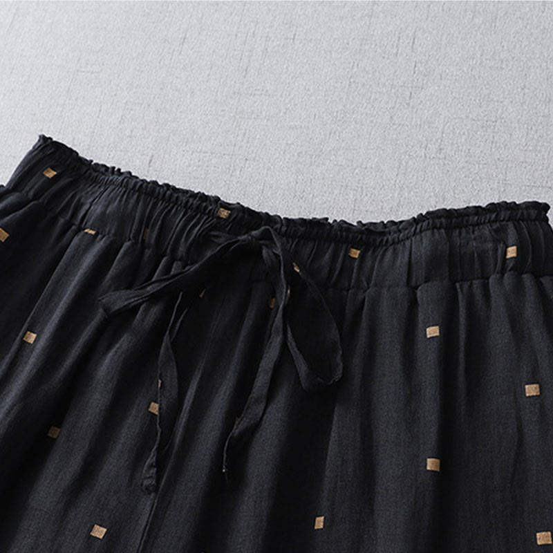 Buddha Stones夏 カジュアル 水玉模様 コットンリネン レディース ワイドレッグパンツ ポケット付き - image 10