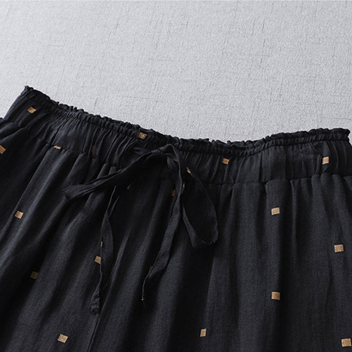 Buddha Stones夏 カジュアル 水玉模様 コットンリネン レディース ワイドレッグパンツ ポケット付き - image 10