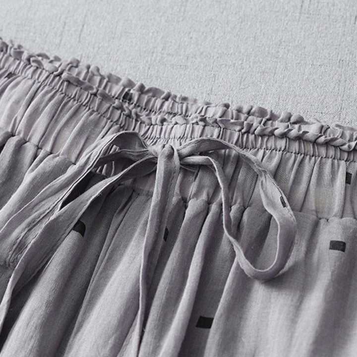 Buddha Stones夏 カジュアル 水玉模様 コットンリネン レディース ワイドレッグパンツ ポケット付き - image 2