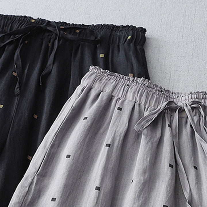 Buddha Stones夏 カジュアル 水玉模様 コットンリネン レディース ワイドレッグパンツ ポケット付き - image 15