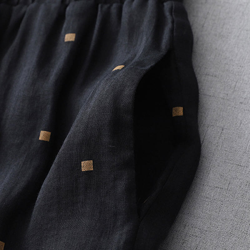 Buddha Stones夏 カジュアル 水玉模様 コットンリネン レディース ワイドレッグパンツ ポケット付き - image 11