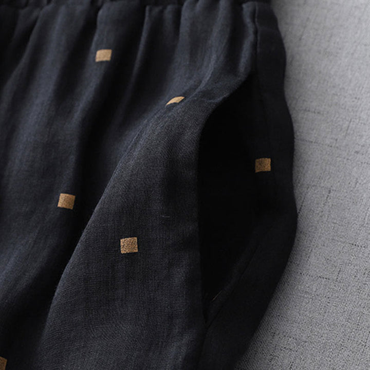 Buddha Stones夏 カジュアル 水玉模様 コットンリネン レディース ワイドレッグパンツ ポケット付き - image 11