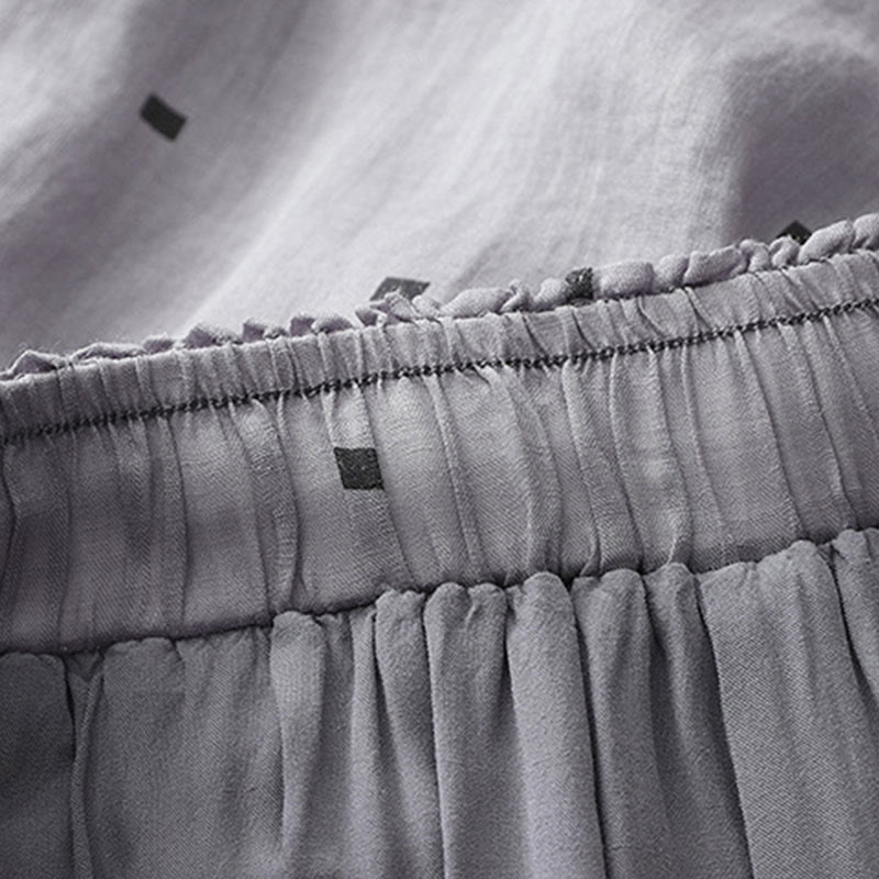 Buddha Stones夏 カジュアル 水玉模様 コットンリネン レディース ワイドレッグパンツ ポケット付き - image 5