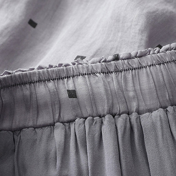 Buddha Stones夏 カジュアル 水玉模様 コットンリネン レディース ワイドレッグパンツ ポケット付き - image 5