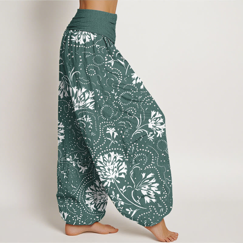 Buddha Stonesカジュアル 花柄 つる植物柄 レディース 伸縮性ウエスト ハーレムパンツ - image 2