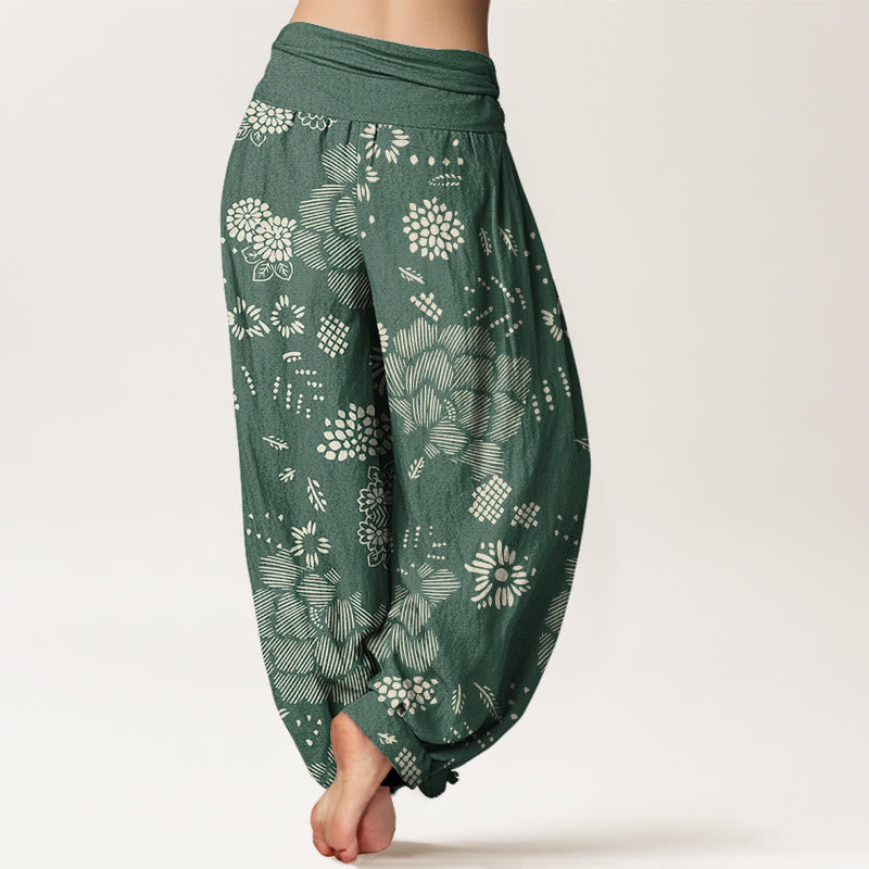 Buddha Stonesカジュアル花柄ラインデザインレディース伸縮性ウエストハーレムパンツ - image 7
