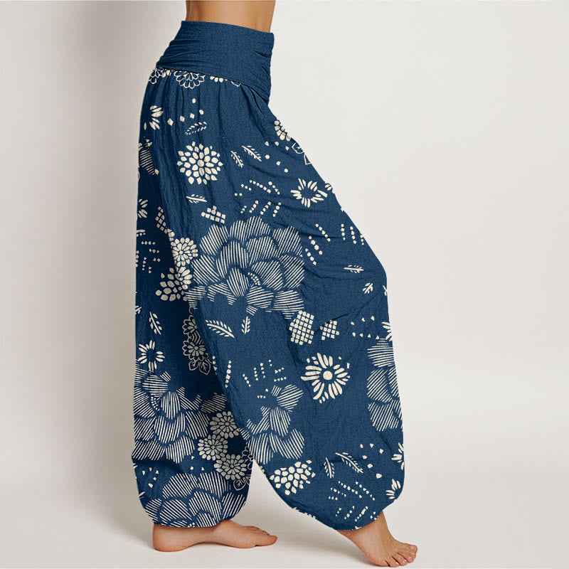 Buddha Stonesカジュアル花柄ラインデザインレディース伸縮性ウエストハーレムパンツ - image 9