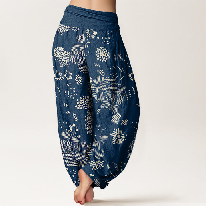 Buddha Stonesカジュアル花柄ラインデザインレディース伸縮性ウエストハーレムパンツ - image 10