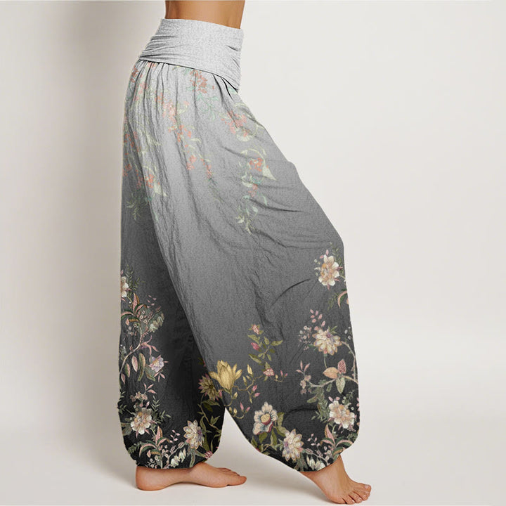 Buddha Stonesカジュアル グラデーション 繊細な花柄 葉っぱ柄 レディース 伸縮性ウエスト ハーレムパンツ - image 6