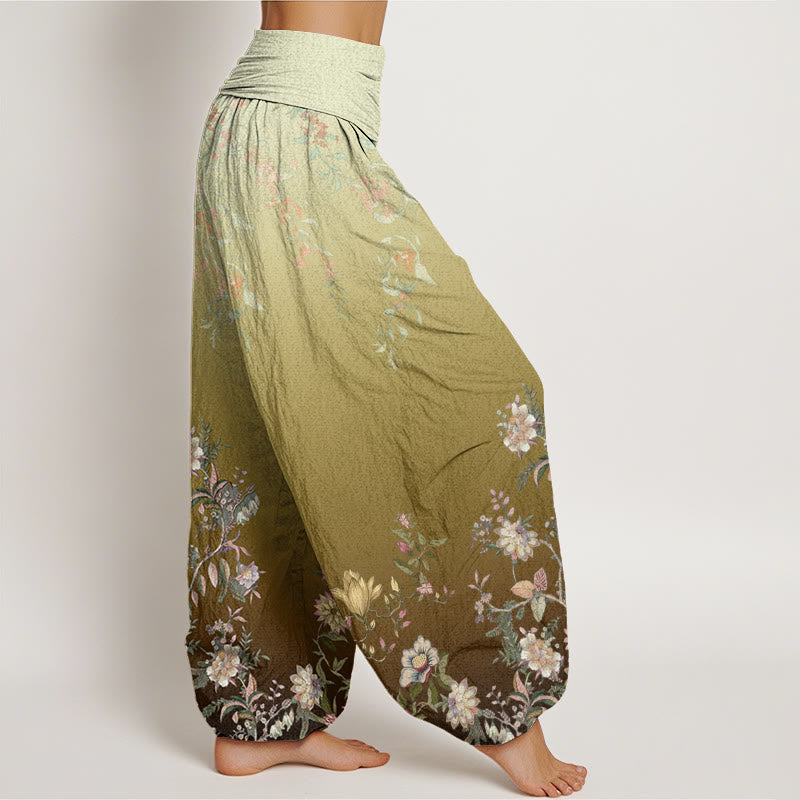 Buddha Stonesカジュアル グラデーション 繊細な花柄 葉っぱ柄 レディース 伸縮性ウエスト ハーレムパンツ - image 10