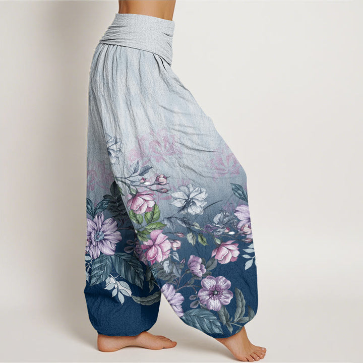 Buddha Stonesカジュアル グラデーション 花びら 葉柄 レディース 伸縮性ウエスト ハーレムパンツ - image 6