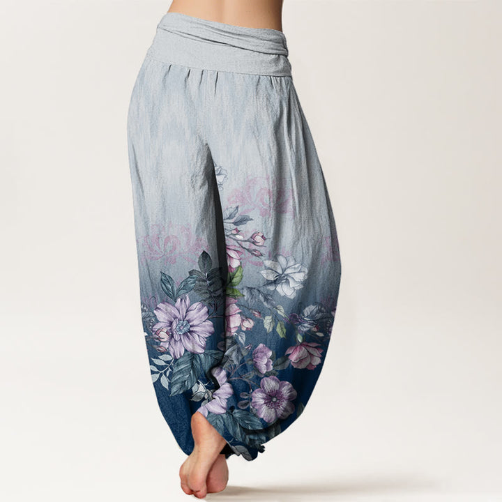 Buddha Stonesカジュアル グラデーション 花びら 葉柄 レディース 伸縮性ウエスト ハーレムパンツ - image 7