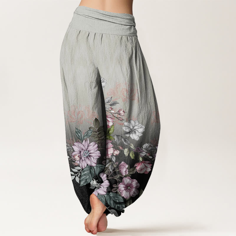 Buddha Stonesカジュアル グラデーション 花びら 葉柄 レディース 伸縮性ウエスト ハーレムパンツ - image 10