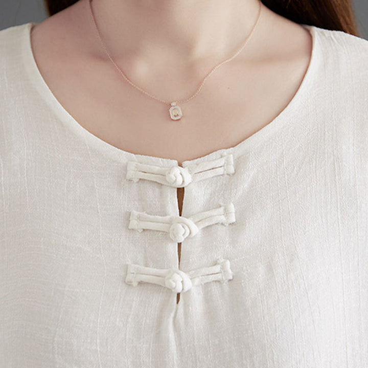 Buddha Stones2点セット ベージュ 中国風 カエルボタンデザイン 長袖シャツ トップス パンツ 瞑想 禅 太極拳 コットンリネン 衣類 レディース セット - image 8