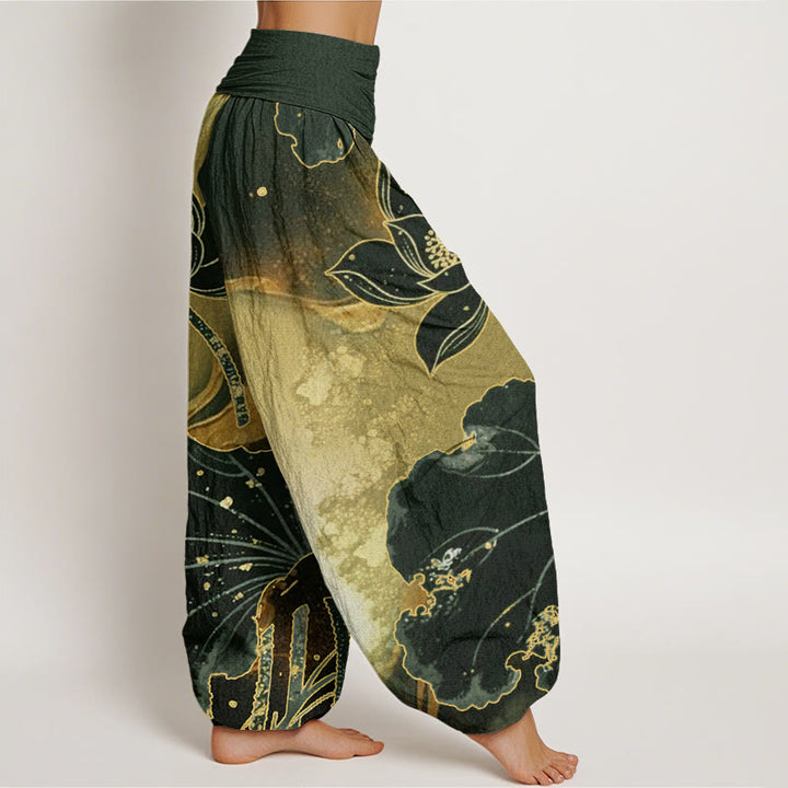 Buddha Stonesカジュアル 蓮の花びら柄 レディース 伸縮性ウエスト ハーレムパンツ - image 6
