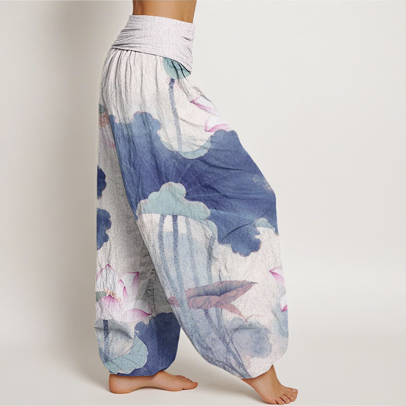 Buddha Stonesコットンカジュアル蓮の花びら柄レディース伸縮性ウエストハーレムパンツ - image 8