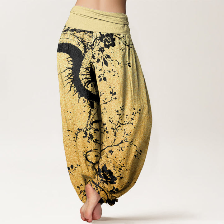 Buddha Stonesカジュアル ドラゴン フラワー リーフ柄 レディース 伸縮性ウエスト ハーレムパンツ - image 10
