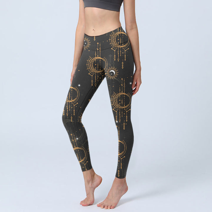 Buddha Stones月 星 星座 プリント ジムレギンス レディース ヨガパンツ - 黒 - US18、 UK/AU22、 EU50 (4XL) - image 1