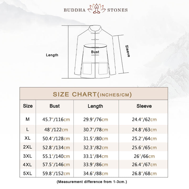 Buddha Stones メンズ コットンリネン素材 中国唐装風 カエルボタン付き ジャケットタイプシャツ ポケットあり - image 3
