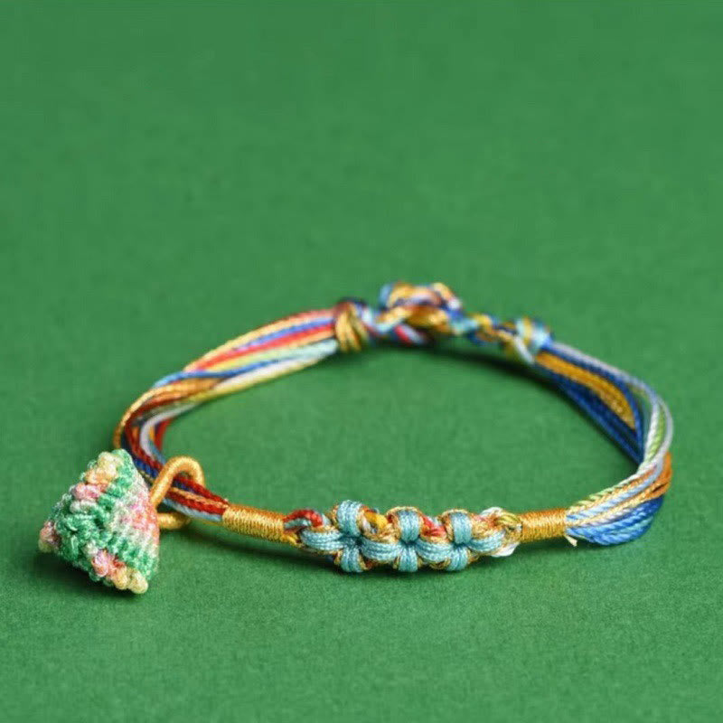 Buddha Stonesのカラフルなロープの桃の花の結び目粽編みブレスレット