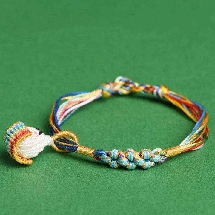Buddha Stonesのカラフルなロープの桃の花の結び目粽編みブレスレット