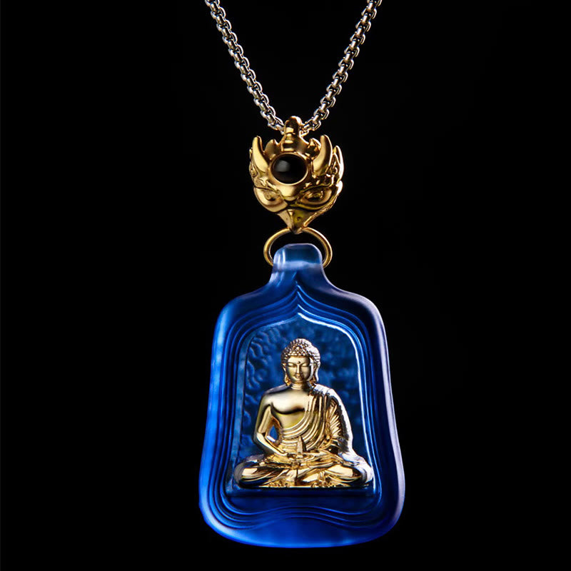 Buddha Stonesチベット薬師如来 劉里水晶 慈悲の静寂のネックレスペンダント - image 2