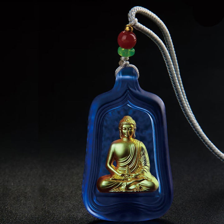 Buddha Stonesチベット薬師如来 劉里水晶 慈悲の静寂のネックレスペンダント - image 4