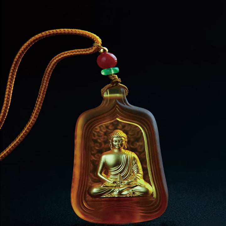 Buddha Stonesチベット薬師如来 劉里水晶 慈悲の静寂のネックレスペンダント - image 11