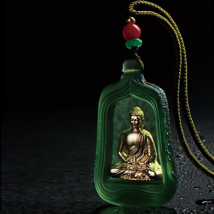 Buddha Stonesチベット薬師如来 劉里水晶 慈悲の静寂のネックレスペンダント - image 9
