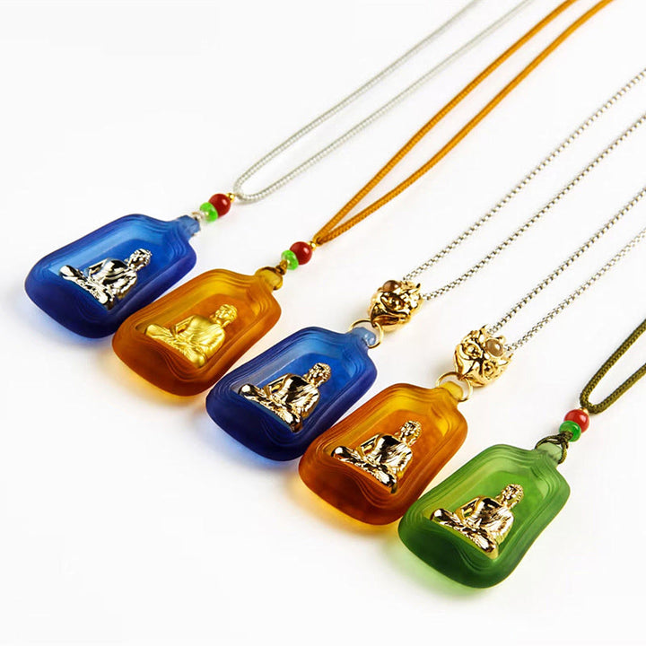 Buddha Stonesチベット薬師如来 劉里水晶 慈悲の静寂のネックレスペンダント - image 6