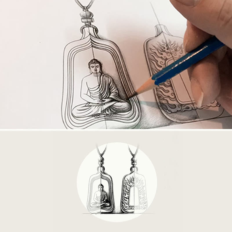 Buddha Stonesチベット薬師如来 劉里水晶 慈悲の静寂のネックレスペンダント - image 14