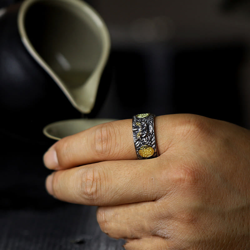 Buddha Stones925 スターリングシルバー 貔貅 銅貨 真鍮 富と幸運 調節可能リング - image 9