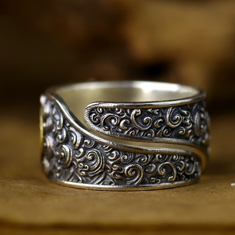 Buddha Stones925 スターリングシルバー 貔貅 銅貨 真鍮 富と幸運 調節可能リング - image 3