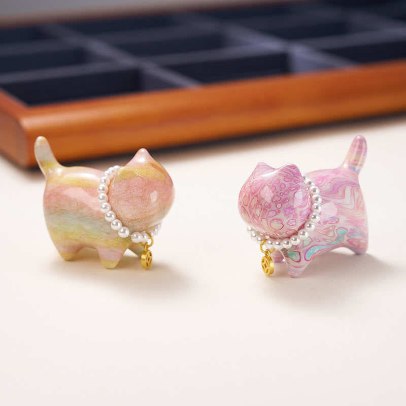 Buddha Stones白檀 幸運のミニ猫 漆工芸 癒しの装飾 ランダムカラー (ブラインドボックス) - image 3