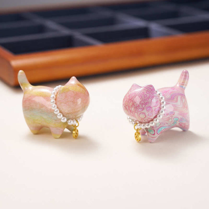 Buddha Stones白檀 幸運のミニ猫 漆工芸 癒しの装飾 ランダムカラー (ブラインドボックス) - image 3