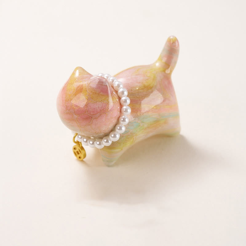 Buddha Stones白檀 幸運のミニ猫 漆工芸 癒しの装飾 ランダムカラー (ブラインドボックス) - ランダムカラー(1.89*1.5*0.94インチ/48*38*24mm) - image 0