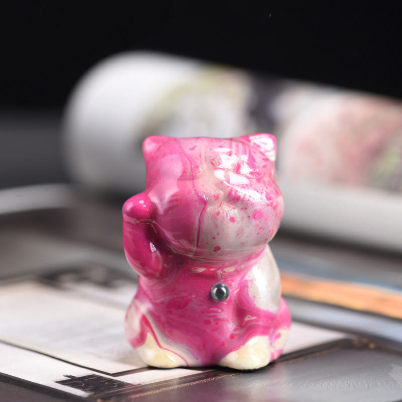Buddha Stonesかわいいミニ猫 ローズウッド 漆工芸 温かみのある装飾 ランダムカラー (ブラインドボックス) - ピンクシリーズ（ランダムピンクカラー） - image 3