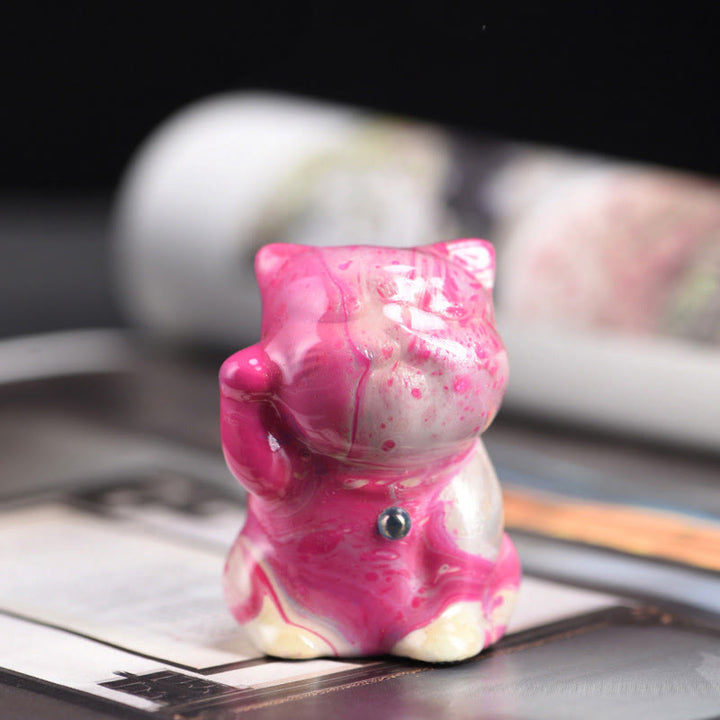 Buddha Stonesかわいいミニ猫 ローズウッド 漆工芸 温かみのある装飾 ランダムカラー (ブラインドボックス) - ピンクシリーズ（ランダムピンクカラー） - image 2