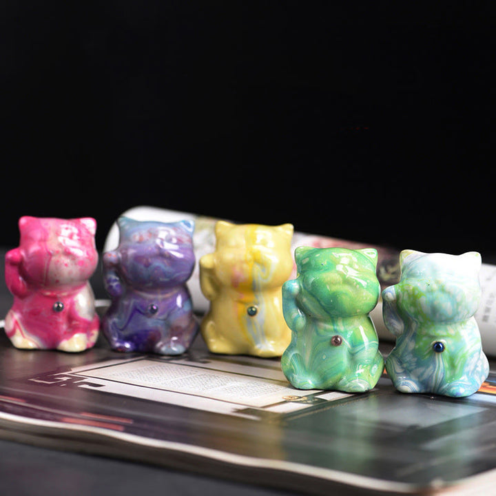 Buddha Stonesかわいいミニ猫 ローズウッド 漆工芸 温かみのある装飾 ランダムカラー (ブラインドボックス) - image 1